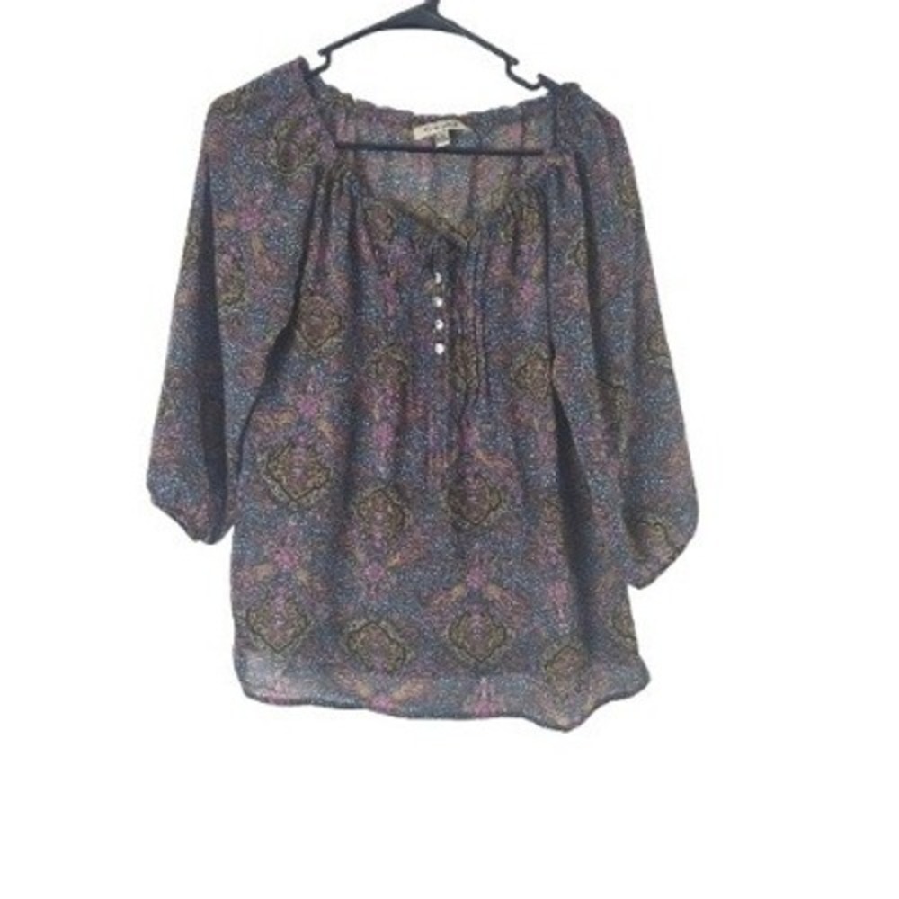 Quintessential Cottage Core Top XS Womens Multicolor Sheer Lightweight‎ Coquette